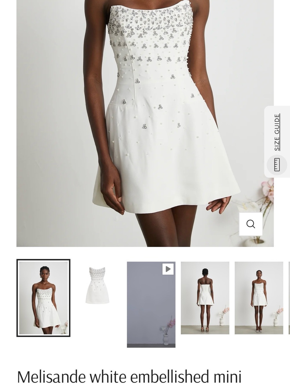 Embellished Strapless White Mini Dress